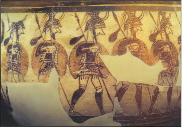 άνδρες με πλήρη πολεμική εξάρτυση 1200 Π.Κ.Χ. 